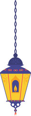 Colorful Hanging Diwali Lantern with Flame Traditional Indian Festival Decoration Vector
