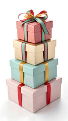 tack of gift boxes with ribbons 3d render