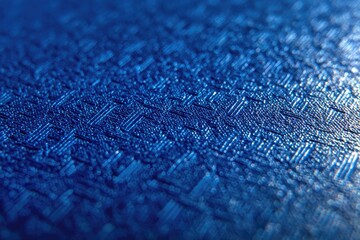 Close-up of a textured, vibrant blue surface with intricate, repeating geometric patterns