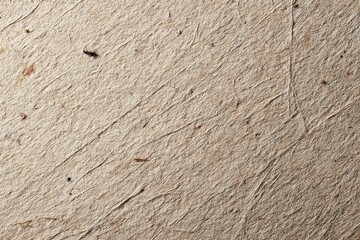 Close-up shot of fibrous, light brown handmade paper with visible texture and subtle imperfections