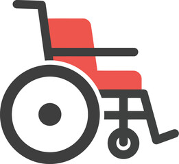 Red wheelchair accessibility mobility aid flat icon vector
