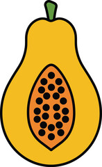 Vibrant papaya half tropical fruit illustration vector