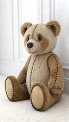 teddy bear sitting upright photo realistic 
