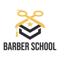 barber school flat minimalist logo design