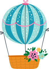 Flying Basket Cute Hot Air Balloon. Voya
