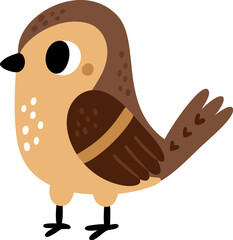 Cute Little Sparrow. Brown Bird Color Ic

