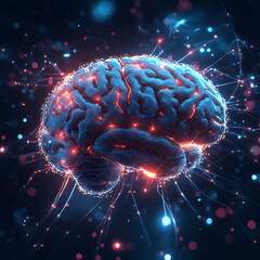 Fototapeta premium Neon Cybernetic Brain, Neon Brain, Cybernetic Brain, Futuristic Brain Design, Digital Brain Concept, Neon Digital Brain, AI Enhanced Brain