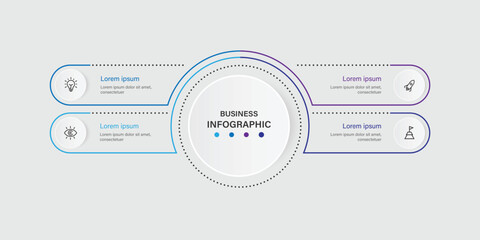 Circle diagram infographic template vector element 4 step process with icons can be used for business presentation, workflow layout, diagram information
