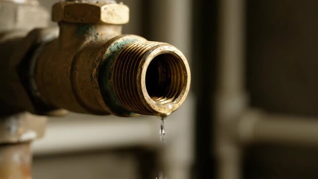 Close-Up of Industrial Pipe Fitting with Rusty Metal Surface