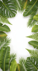 A collection of lush green leaves arranged in a circular pattern on a white background