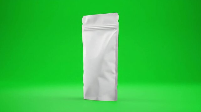 White blank doy pack mockup on green background for product advertising