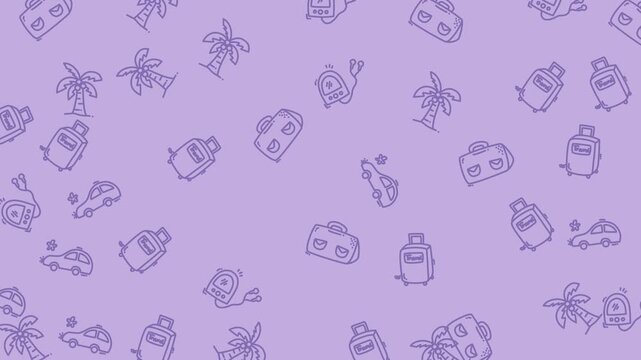 Seamless Travel Pattern Whimsical Icons in a Playful Column Design for Creative Backgrounds and Textile Applications