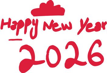 Handwritten Happy New Year 2026 Brushstroke Design Element