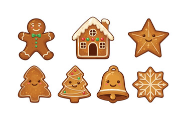 Naklejka premium Holiday gingerbread cookie icons for festive design and decoration projects