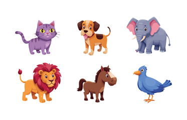 Adorable cartoon animal icons for children's educational materials and games