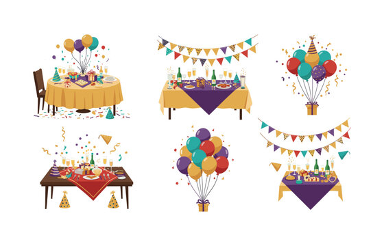 Celebratory party elements for event design and decoration