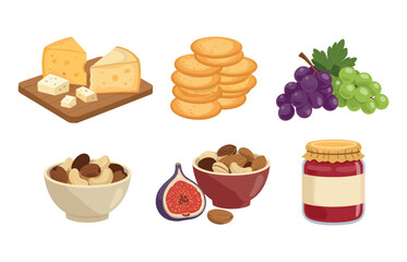 Gourmet snacking icons for culinary branding and food packaging design