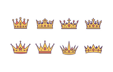 Royal crown and tiara icons for graphic design and branding