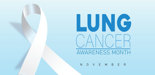 Lung Cancer Awareness Month with White Ribbon Symbol