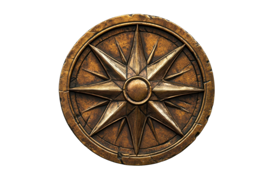 Compass Rose for Guidance and Direction: A weathered compass rose, rendered in aged bronze, suggests exploration, navigation, and the pursuit of uncharted territories.
