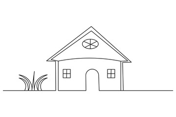 Minimalist house continuous one line drawing vector illustration on white background perfect for modern design