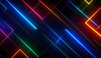 Vibrant Abstract Background with Colorful Neon Lines Against Dark Backdrop
