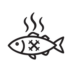 Vector art of steaming cooked fish icon