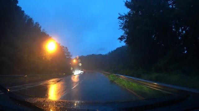 Dash cam Driving | night rain in the forest | France