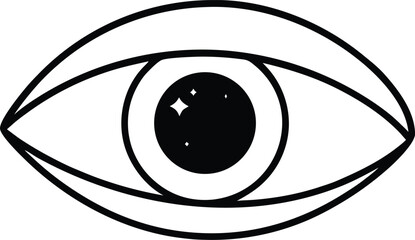 abstract eye with galaxy reflection line art illustration on transparent background