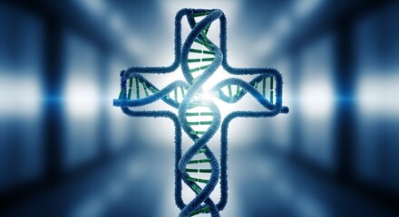 Dna helix cross genetic code christianity science biotechnology