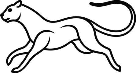 abstract running cheetah line illustration on transparent background
