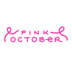 Pink october banner. Breast cancer month. Vector illustration, flat design