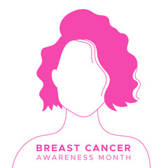 Pink awareness ribbon. Breast cancer month. Vector illustration, flat design