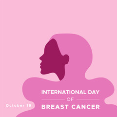 International Day of Breast Cancer. October 19. Vector illustration, flat design