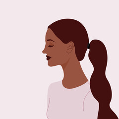 Woman's profile with eyes closed. Girl character. Vector illustration, flat design