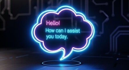 Ai chatbot virtual assistant neon sign technology assistance help
