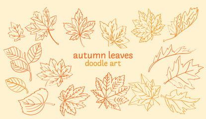 Autumn Leaf Doodle Art Set for Decoration