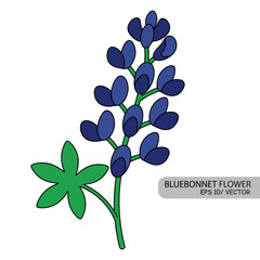 cute bluebonnet logo cartoon icon design template flat isolated vector illustration