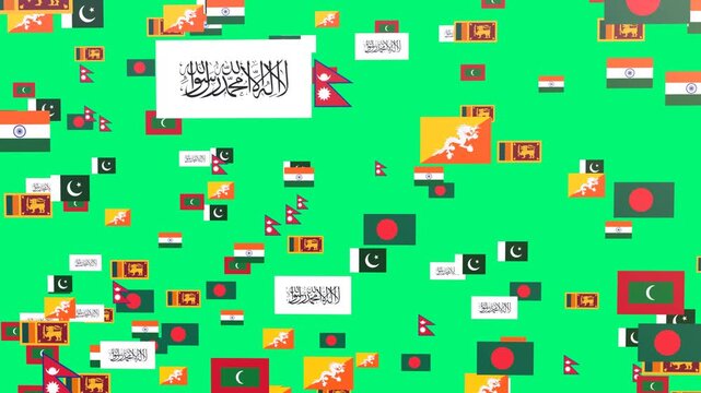 South Asian Region Flags, Dynamic Forward Flying Animation, Economic Development and Cultural Unity