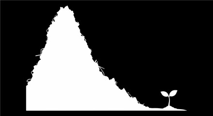 Hopeful sprout emerging from trash mountain, illustrating resilience, sustainability, and environmental awareness. Vector art symbolizes a fresh start