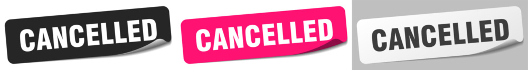 cancelled sticker. cancelled sticker set on white background