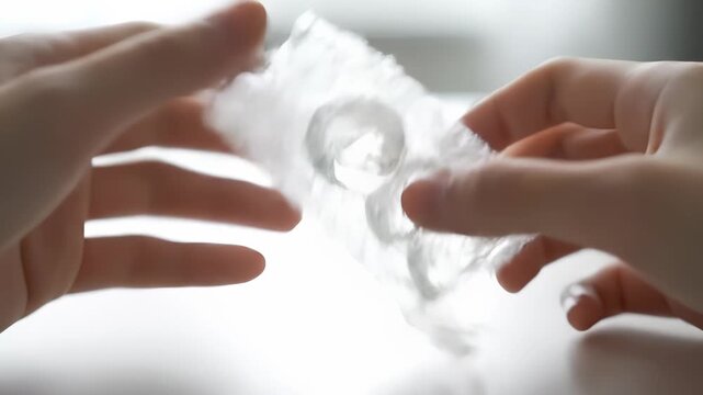 Hands Holding Bubble Wrap Packaging and Protection Concept for Holiday Gift Deliveries and Secure E-commerce Shipping