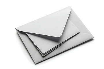 Stack of white envelopes isolated on white background