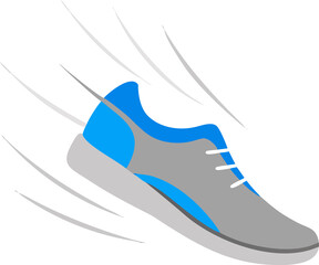 Dynamic blue athletic shoe motion graphics stylized for speed and performance