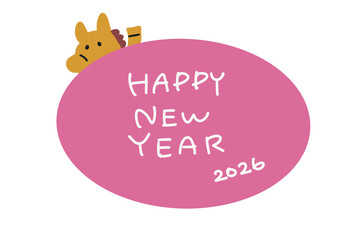 HAPPY NEW YEAR 馬のシンプル年賀状2026