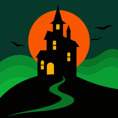 halloween castle in the night