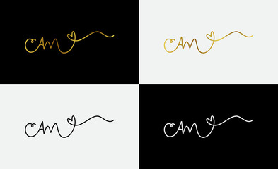 signature initial letter logo design