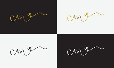signature initial letter logo design