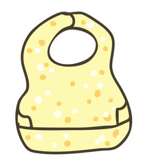 離乳食・食事時間のベビービブ（ポケット付き）手描きイラスト