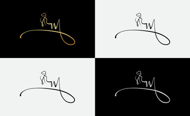 signature initial letter logo design